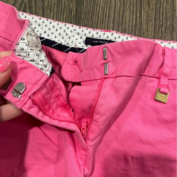 Nautica Shorts Chino Bermuda Flat Front Mid Rise Cotton Stretch Pink Size 4 - Picture 2 of 7